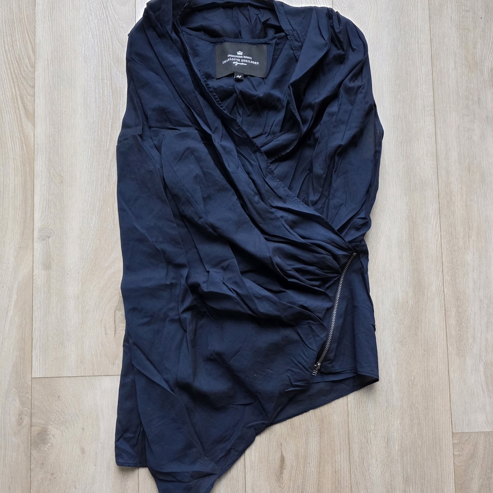 Navy Draped Top